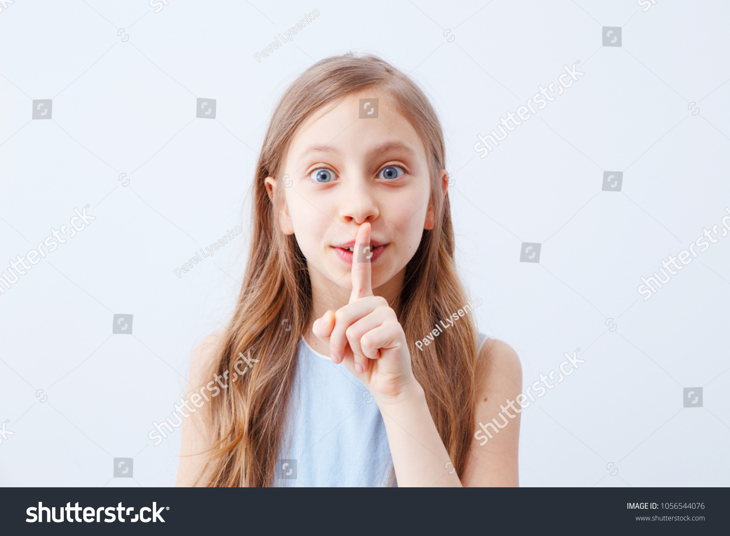 Little Girl Keeping Finger Her Mouth Stock Photo 1056544076 | Shutterstock