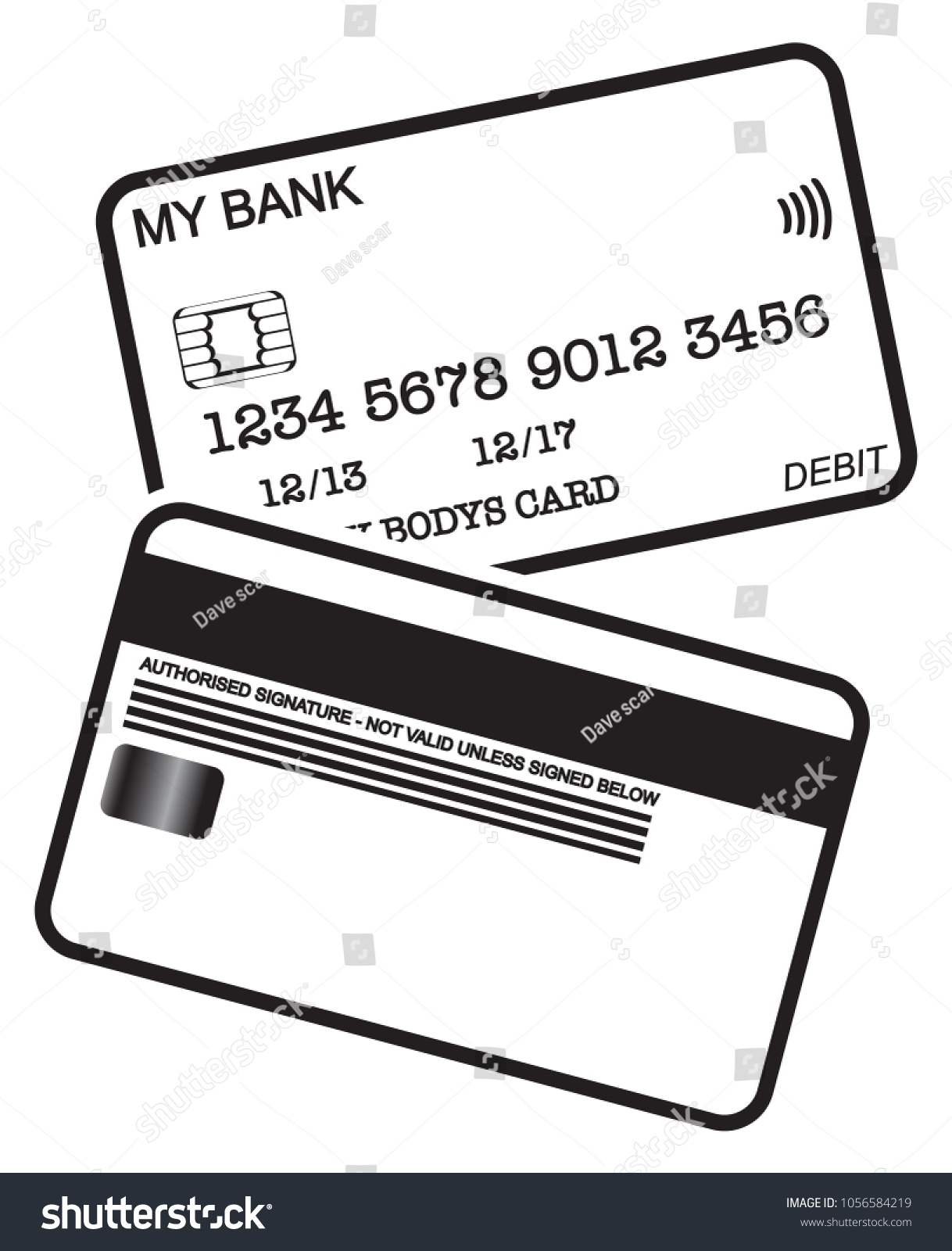 Front Back Black White Debit Card Stock Vector (Royalty Free ...