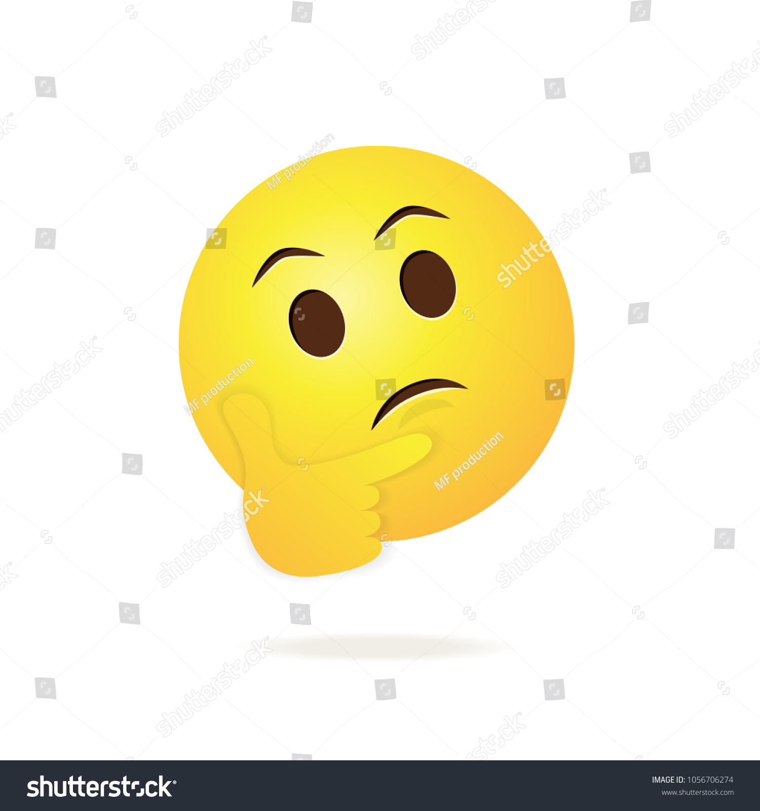 Emoji Pondering Face Isolated On White Stock Vector (Royalty Free ...