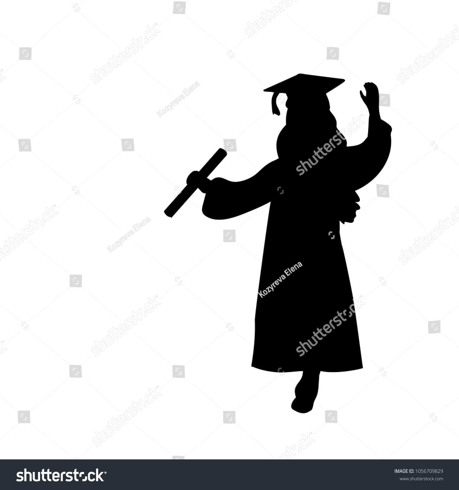 Silhouette Girl Graduation Finished Studying Stock Vector (Royalty Free ...