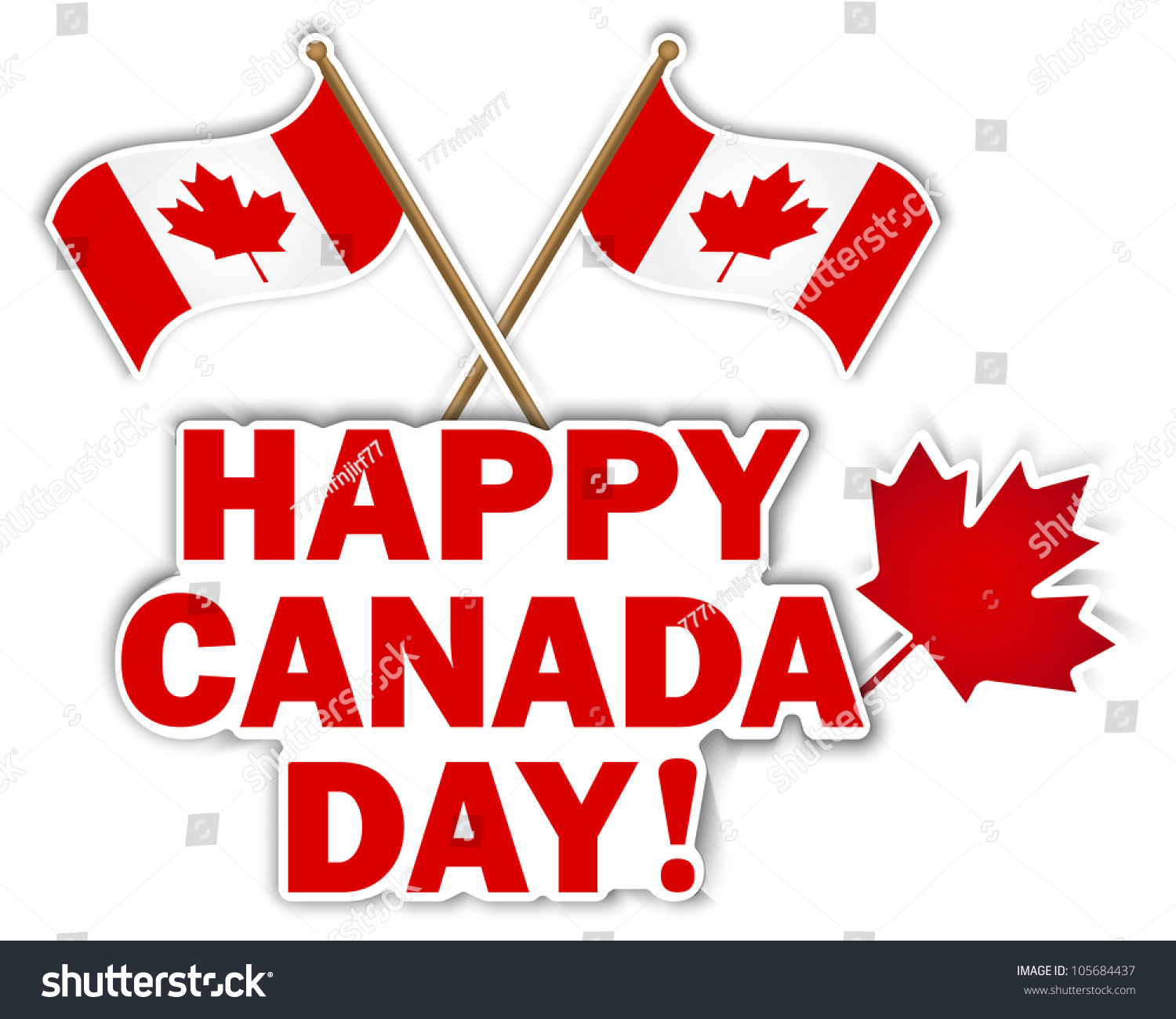 Canada Day Stickers Maple Leaf Flags vector de stock (libre de