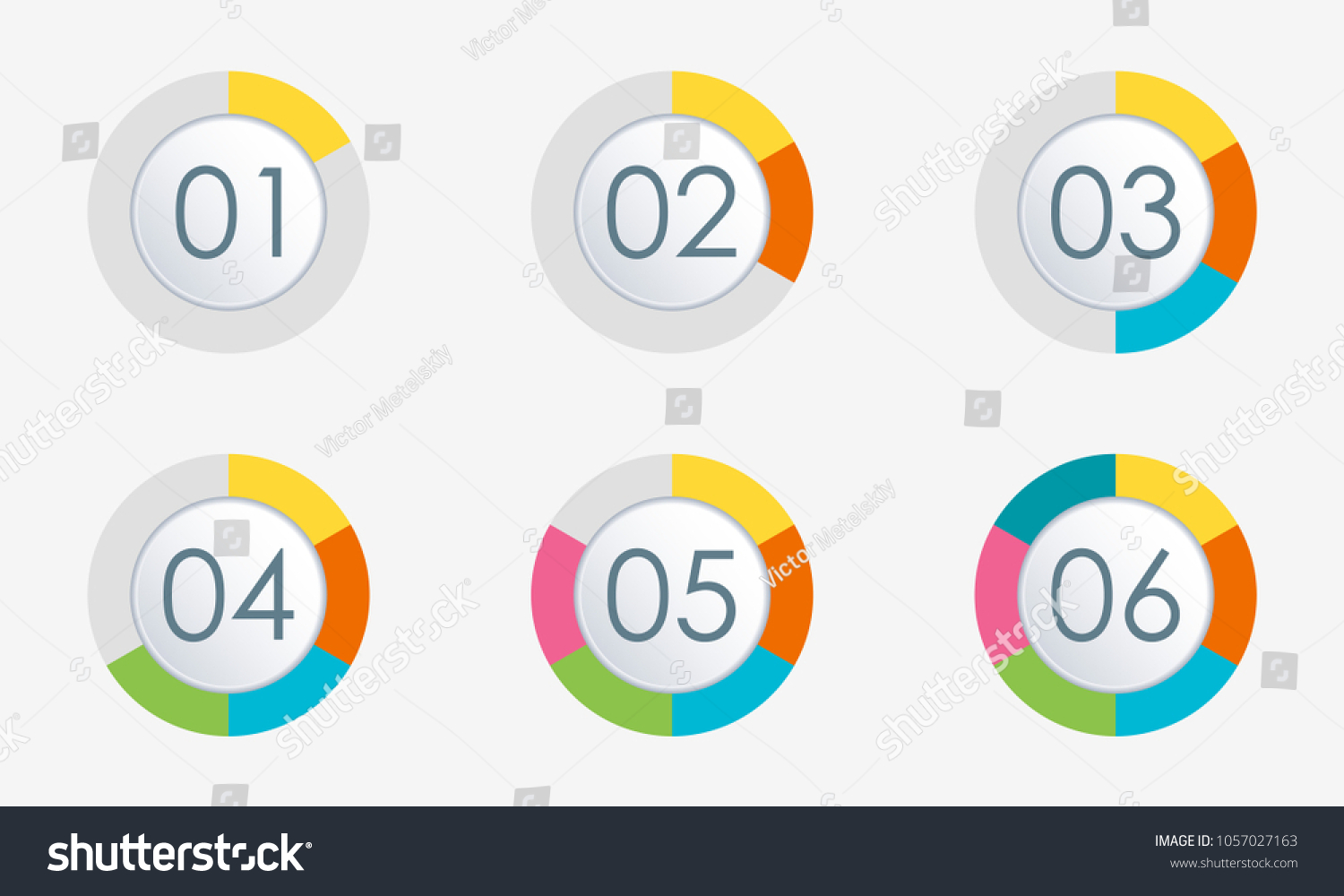 Pie Chart 6 Slice Section Levels Stock Vector (Royalty Free) 1057027163