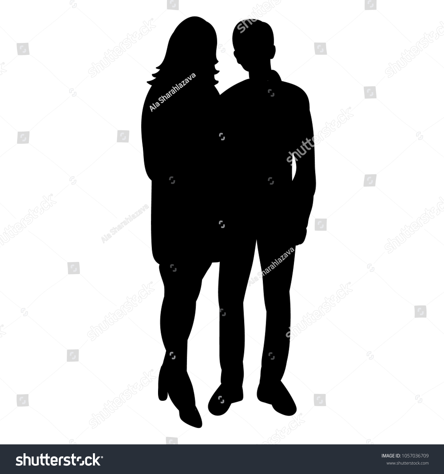 Vector Isolated Silhouette Guy Girl Stock Vector (Royalty Free ...