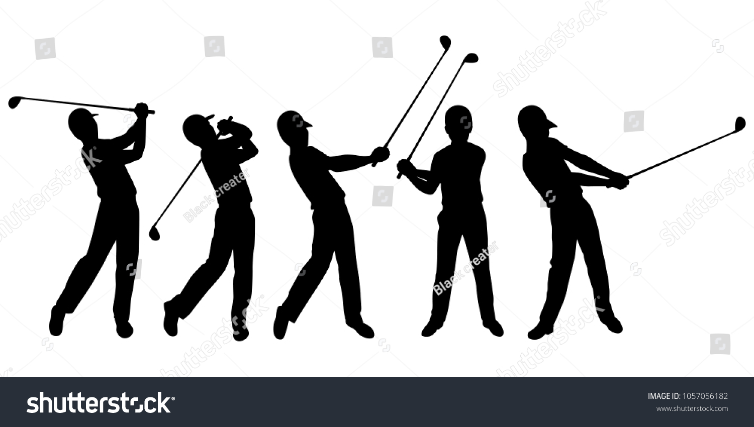 Golfer Silhouette Vector Set Stock Vector (Royalty Free) 1057056182 ...