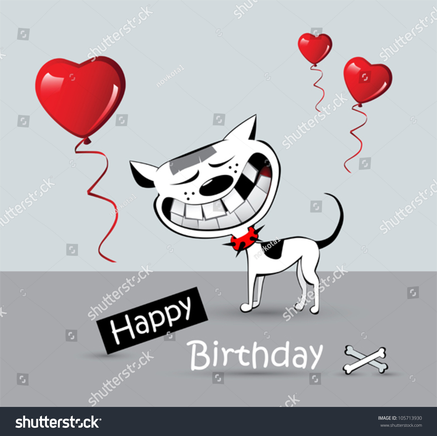 Happy Birthday Card Cat Dog Smile Stock Vector (Royalty Free) 105713930 ...