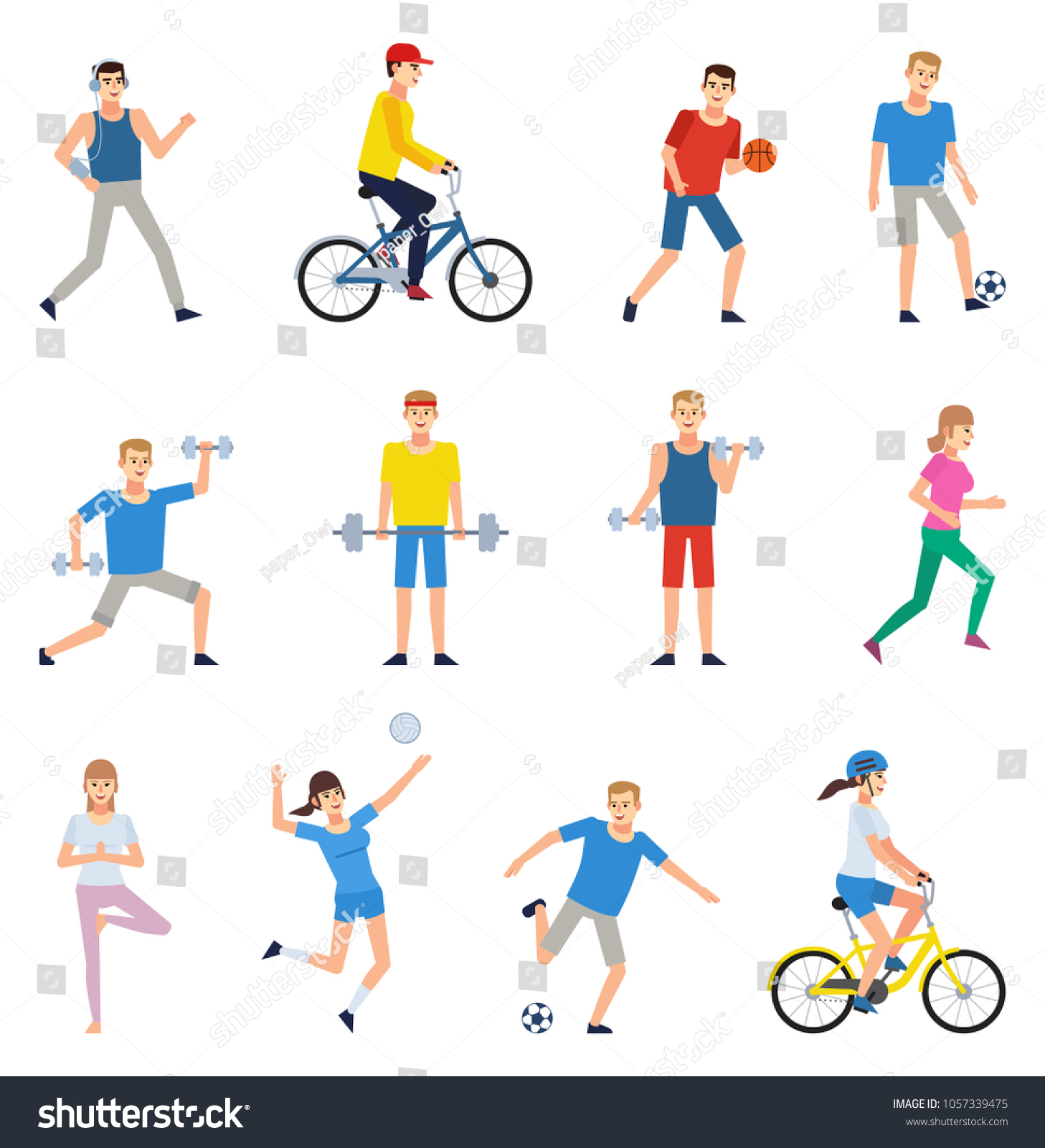 Set People Doing Various Sports Man Stock Vector (Royalty Free ...