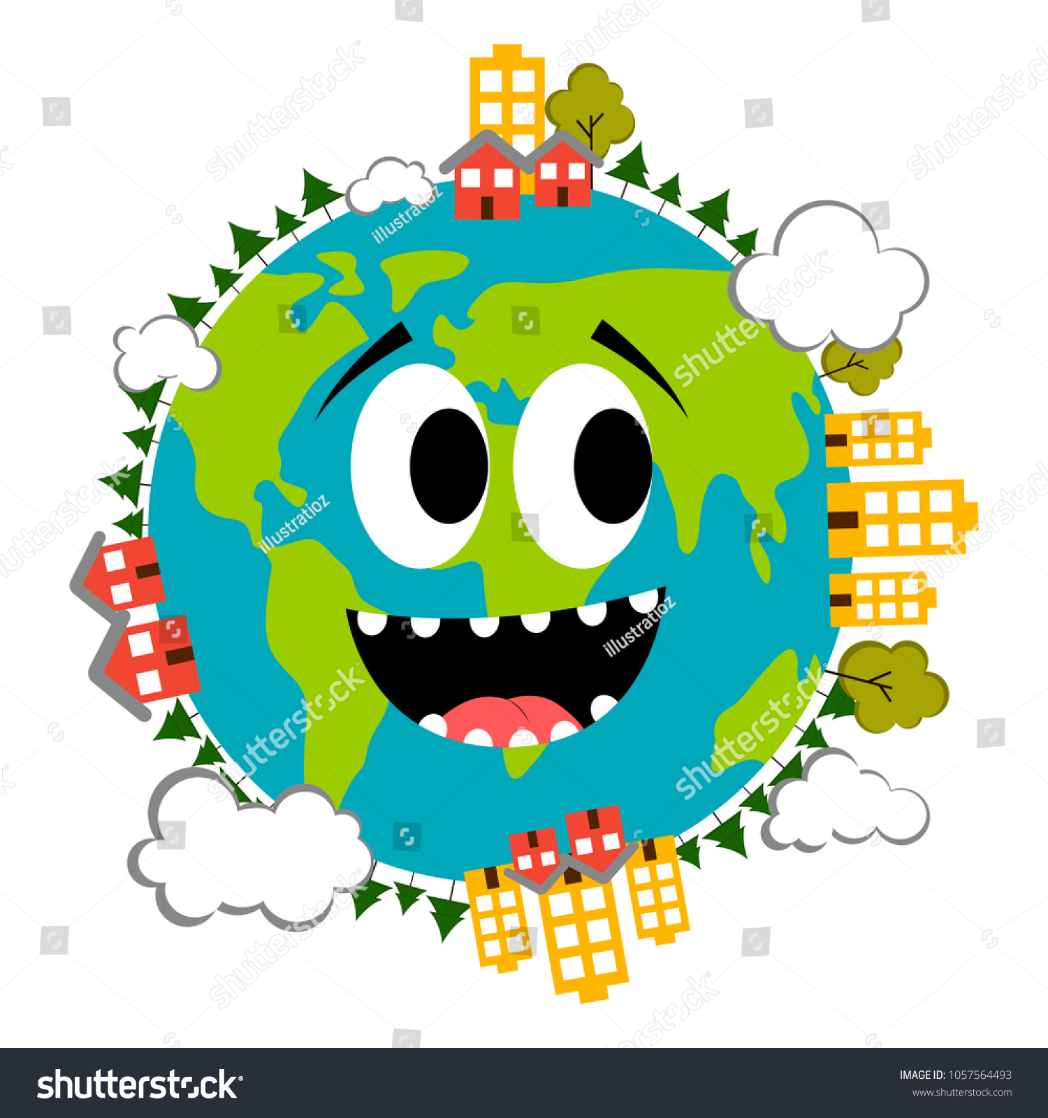 Happy Earth Emote Earth Day Stock Vector (Royalty Free) 1057564493 ...