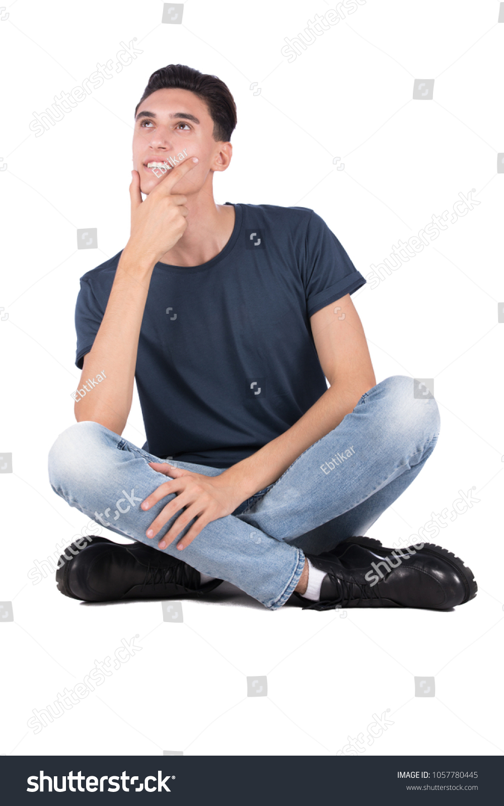 Young Man Sitting On Floor Crossed Stock Photo 1057780445 | Shutterstock