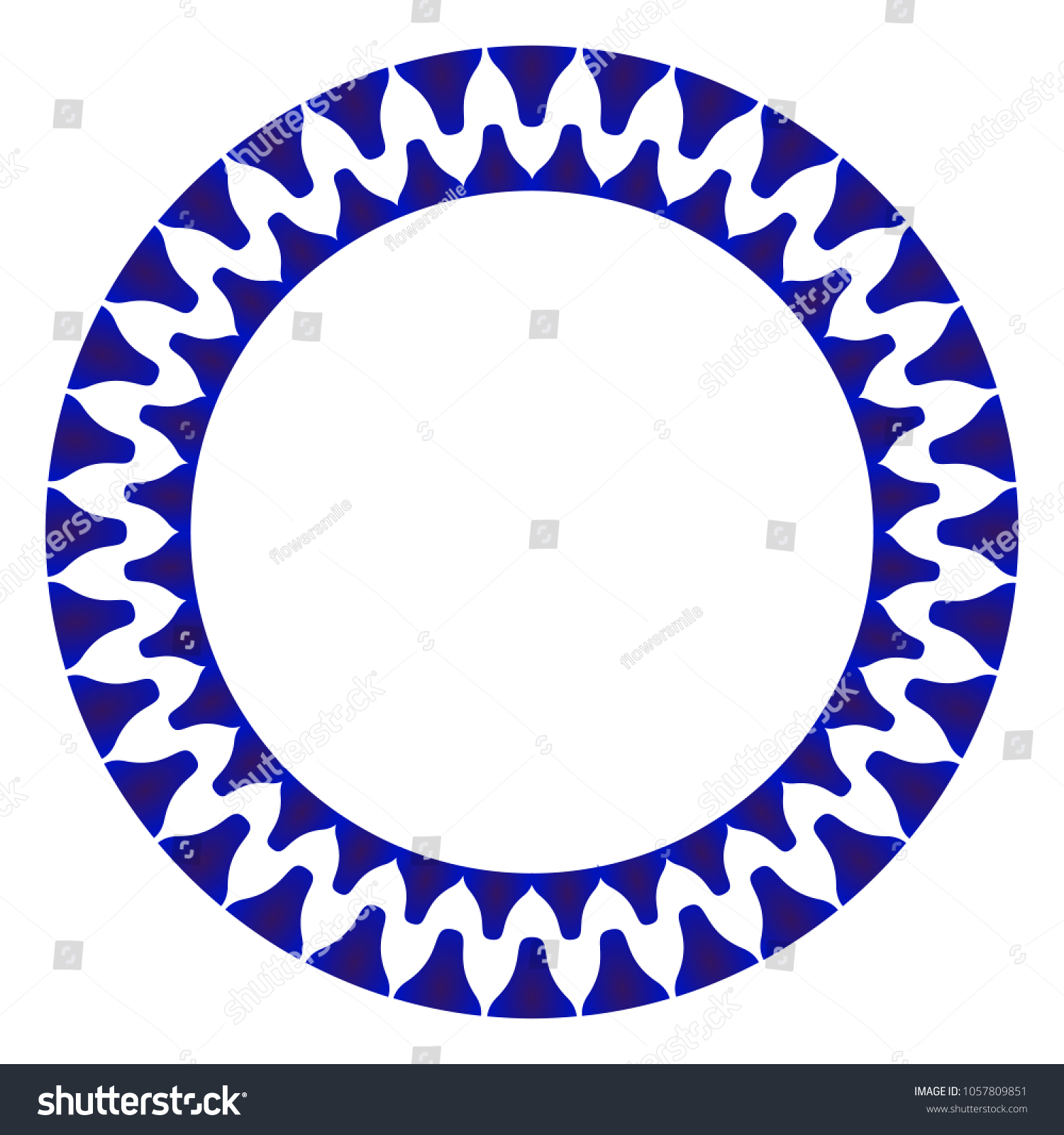 Cute Decorative Circle Frame Blue White Stock Vector (Royalty Free ...