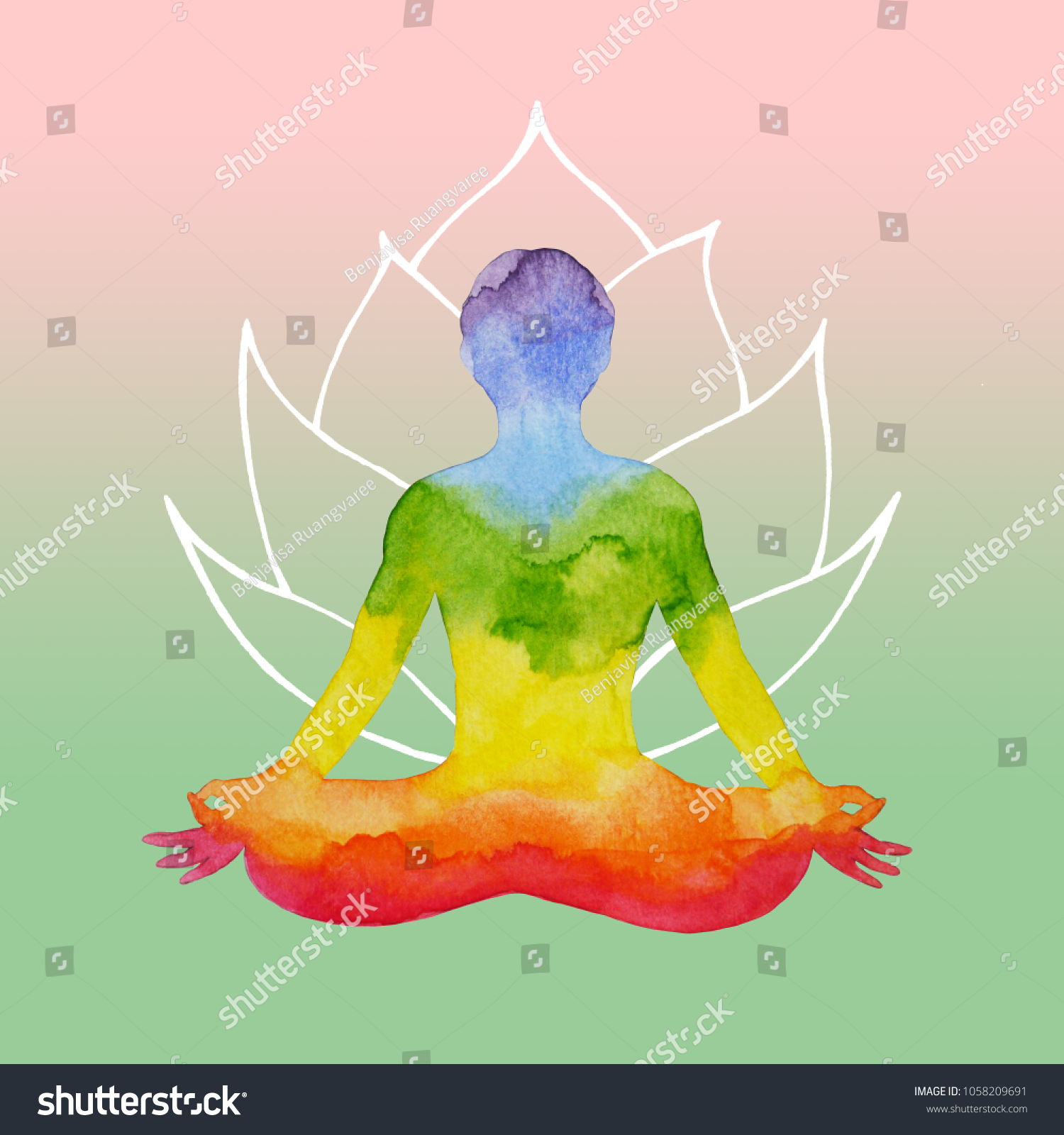 7 Chakra Human Lotus Pose Yoga Stock Illustration 1058209691 Shutterstock 