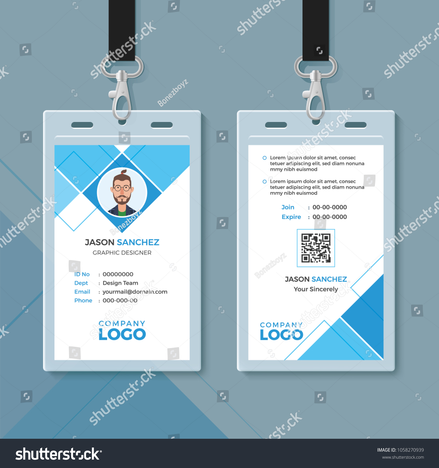 Simple Blue Geometric Id Card Design Stock Vector Royalty Free 1058270939 Shutterstock 2995