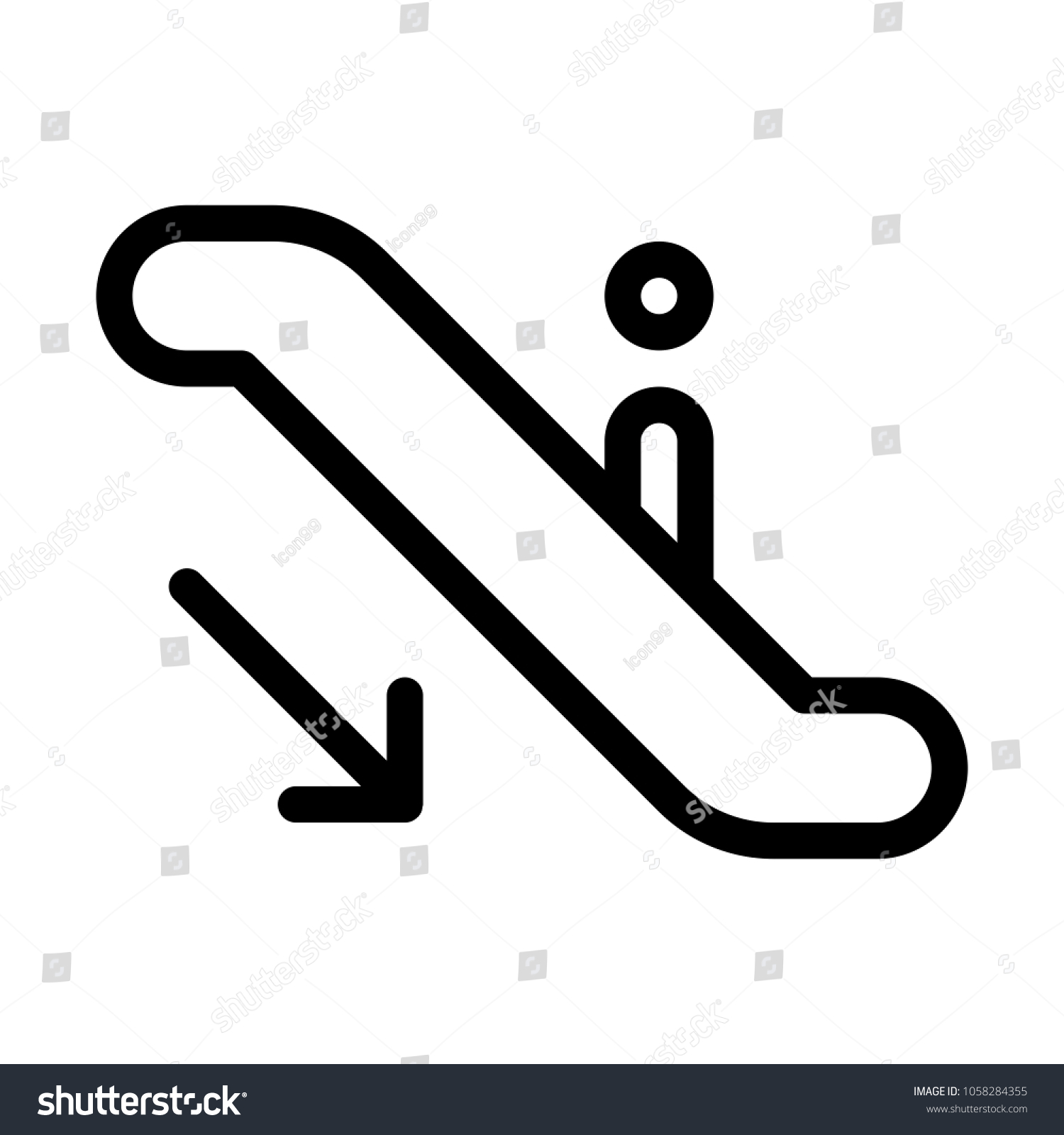 Escalator Down Sign Stock Vector (Royalty Free) 1058284355 | Shutterstock