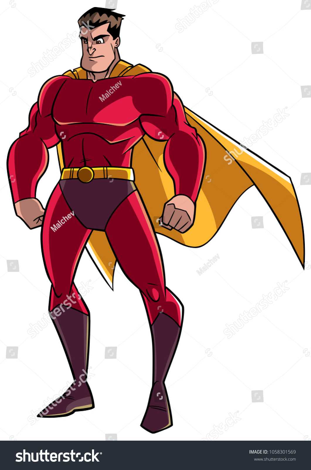 Superhero Watching Down Isolated On White Stock Vector (Royalty Free ...