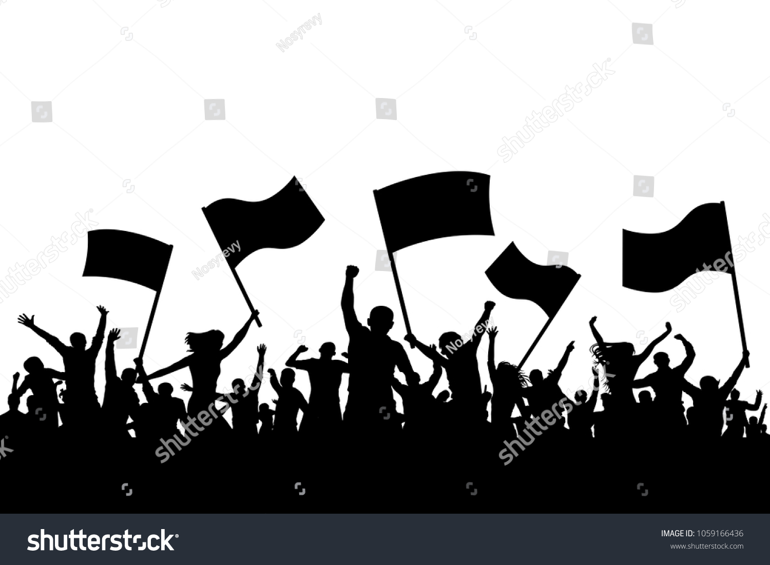 Cheerful Crowd People Silhouette Crowd Applauding Stock Vector (Royalty ...