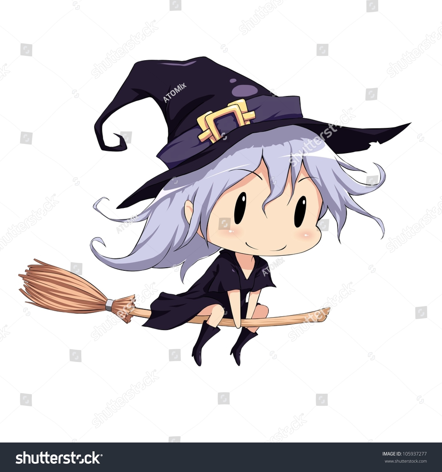 pretty witch on broom