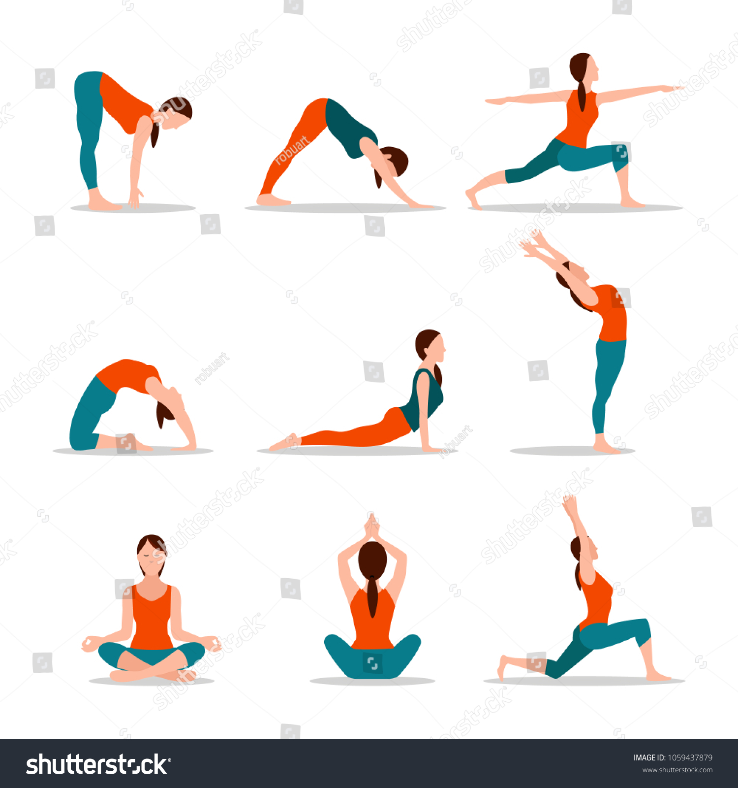 Yoga Collection Poses Set Poses Yoga Stock Vector (Royalty Free ...
