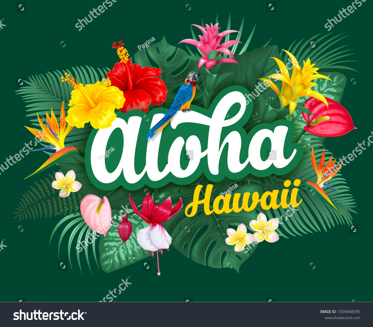 Aloha Hawaii Hand Drawn Lettering Tropical Stock Vector (Royalty Free ...