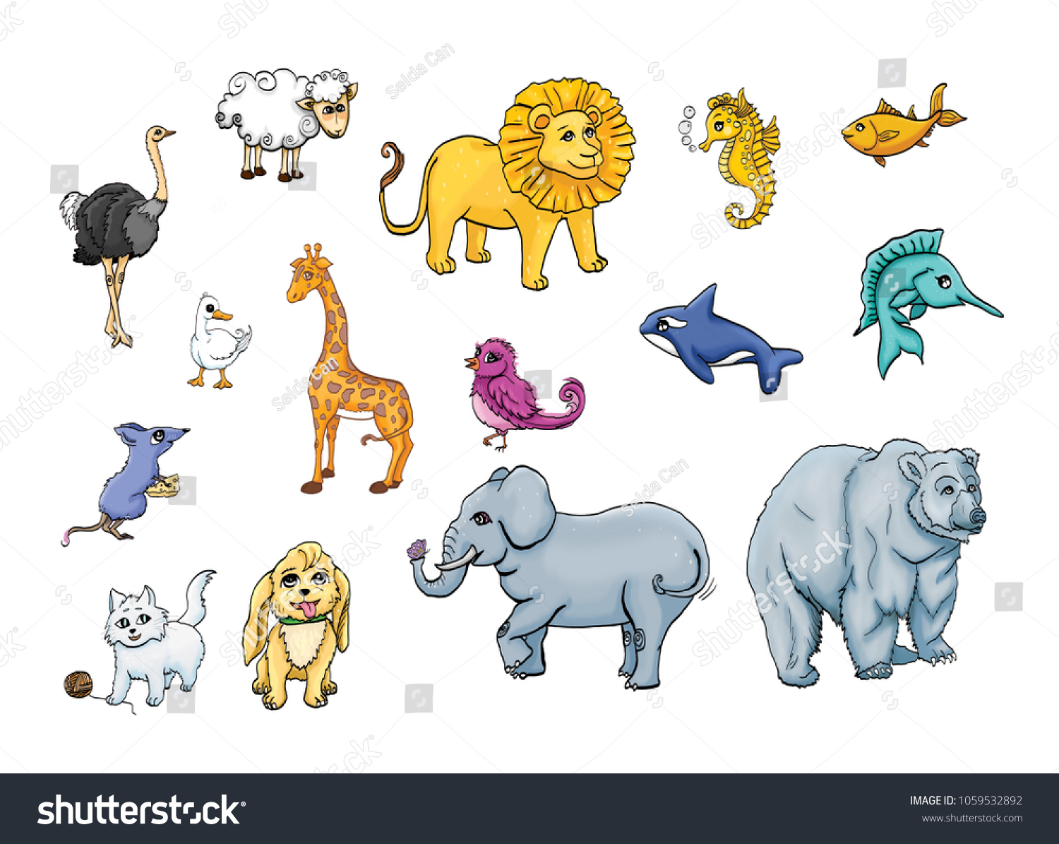 Land Sea Animals Animal Kingdom On Stock Illustration 1059532892 ...