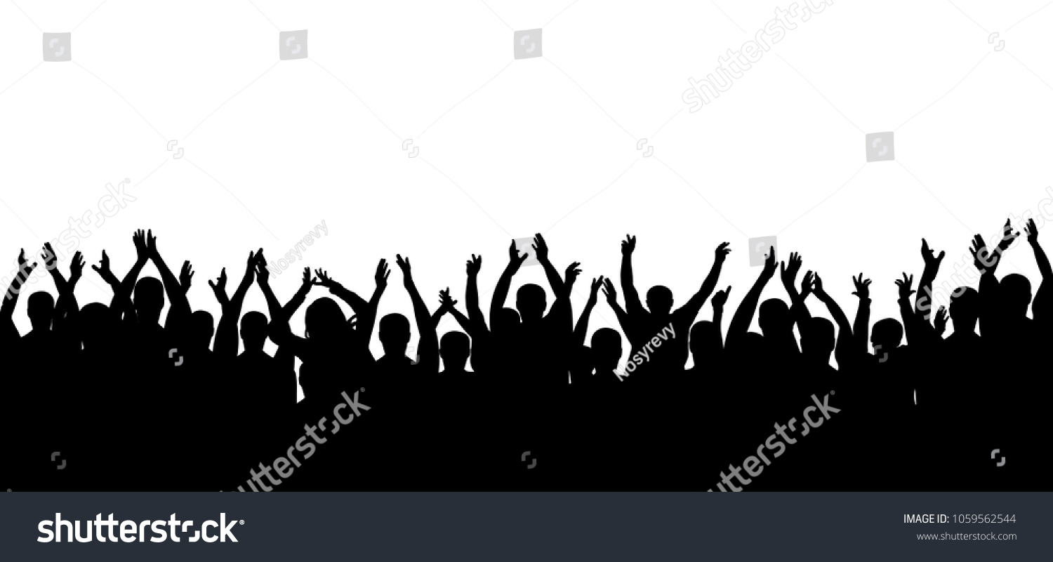 Applause Crowd People Silhouette Cheerful Crowd Stock Vector (Royalty ...