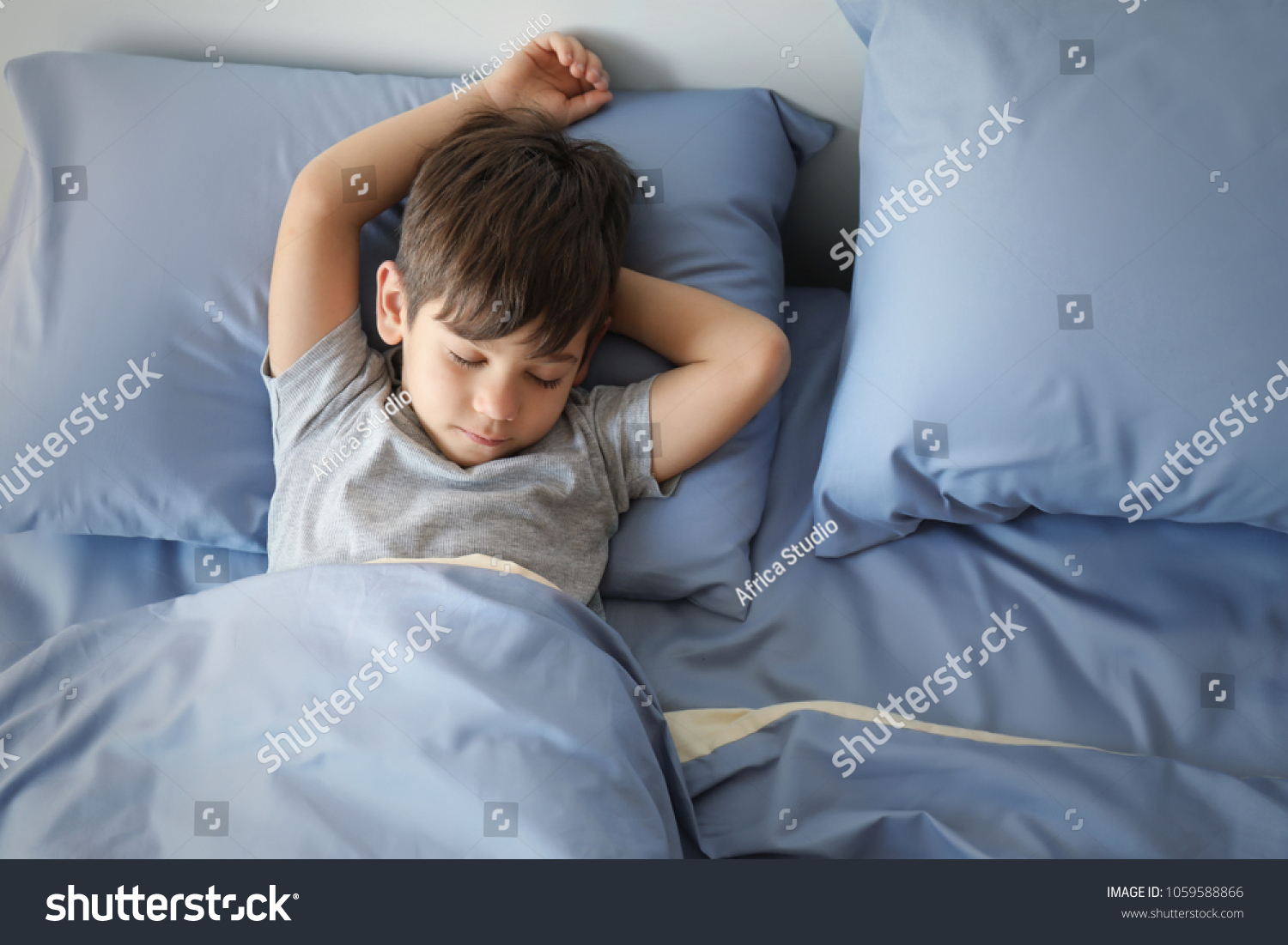 Cute Little Boy Sleeping Bed Home Stock Photo 1059588866 | Shutterstock