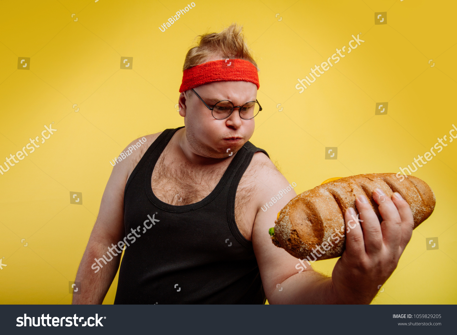 Fatigued Funny Fat Man Sweats While Stock Photo 1059829205 | Shutterstock