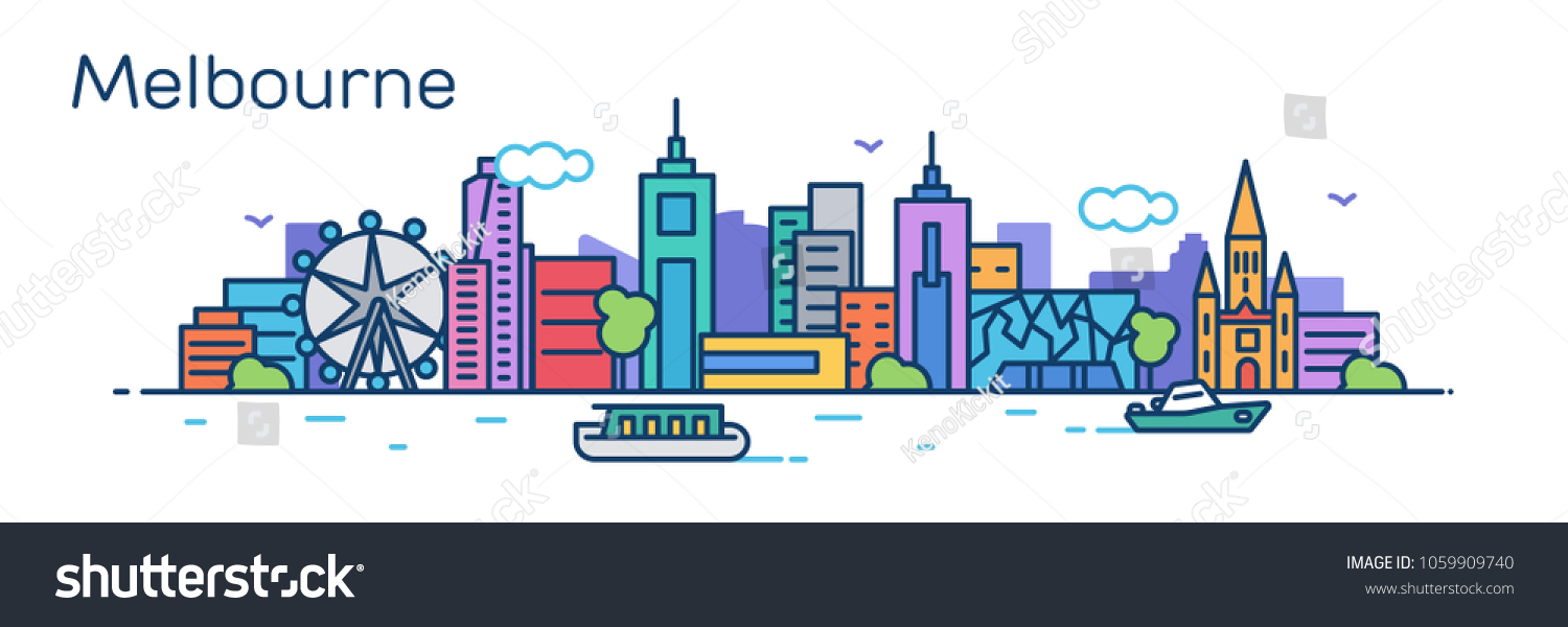 Melbourne City Vector Illustration Stock Vector (Royalty Free ...