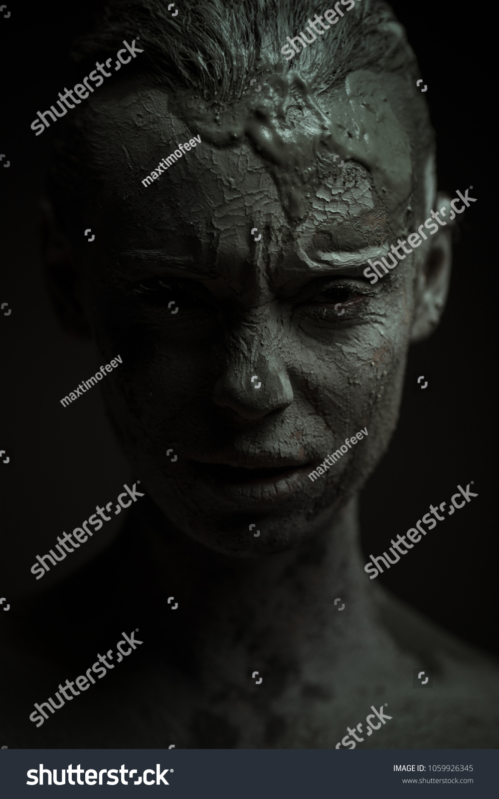 Statuesque Woman Clay Woman Covered Clay Stock Photo 1059926345 ...