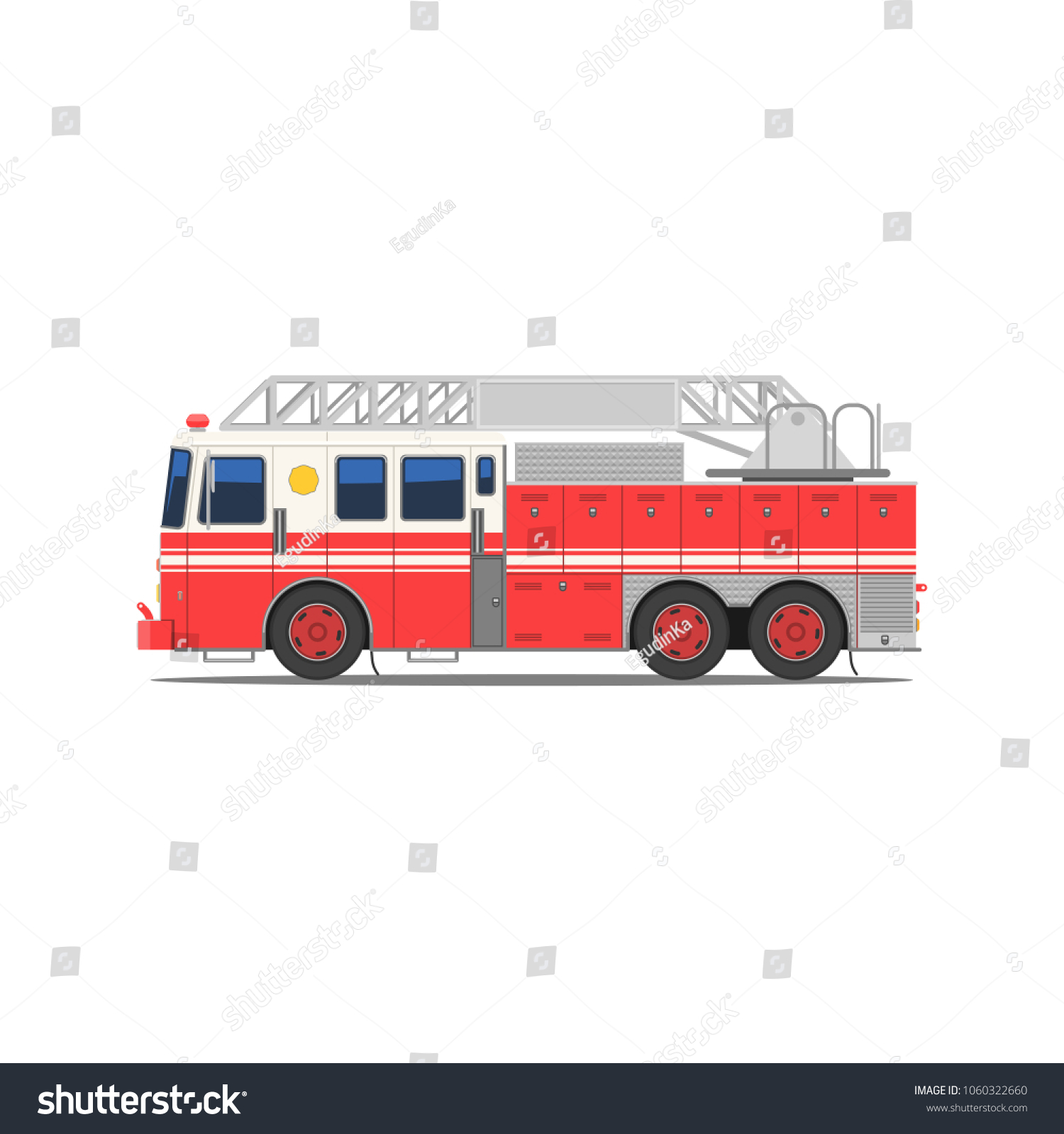 Fire Engine Side View Red Fire Stock Vector (Royalty Free) 1060322660 ...