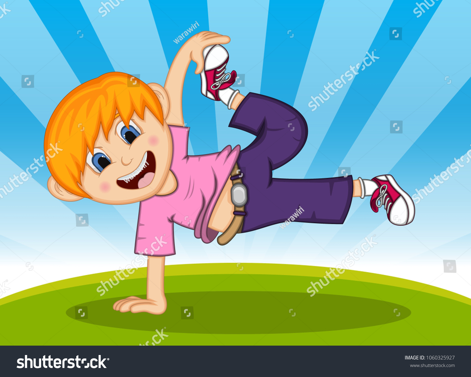 Boy Jump Dancing Background Cartoon Vector Stock Vector (Royalty Free ...