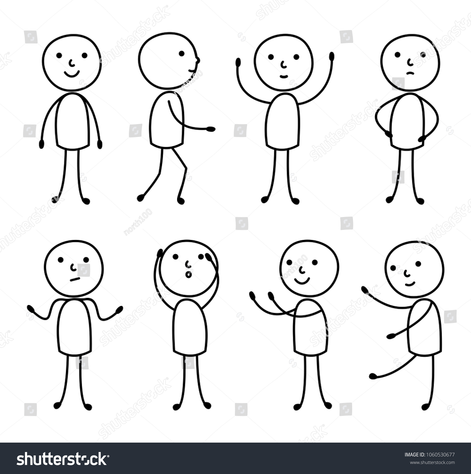 Person Set Gestures Stick Figure Pictograms Stock Illustration ...