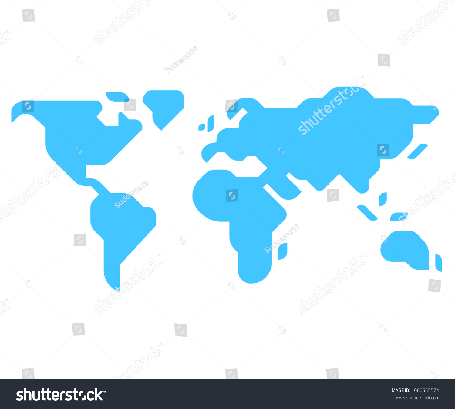 Simple Stylized World Map Silhouette Modern Stock Vector Royalty Free Stock Vector Simple Stylized World Map Silhouette In Modern Minimal Style Isolated Vector Illustration 1060555574