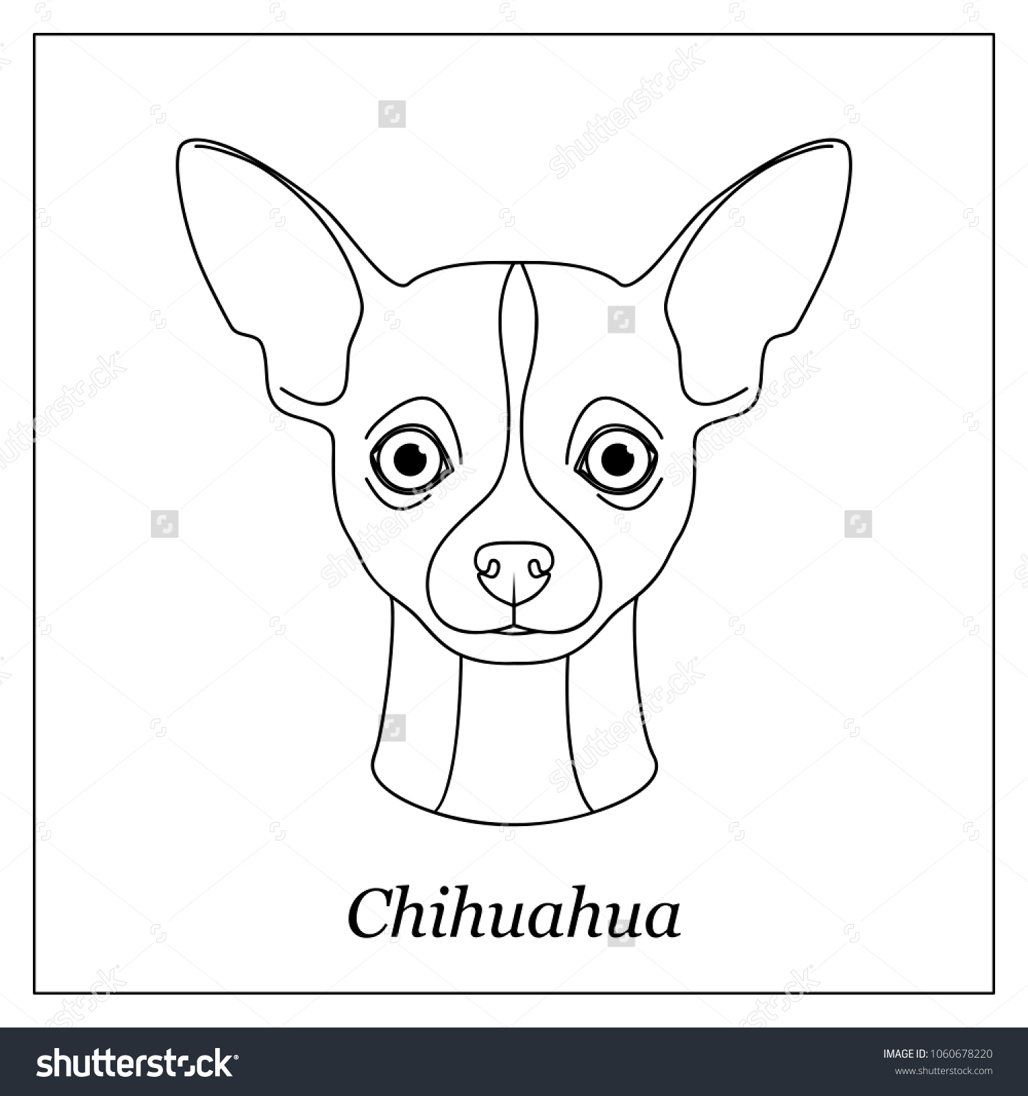 Isolated Black Outline Head Chihuahua On Stock Vector (Royalty Free ...