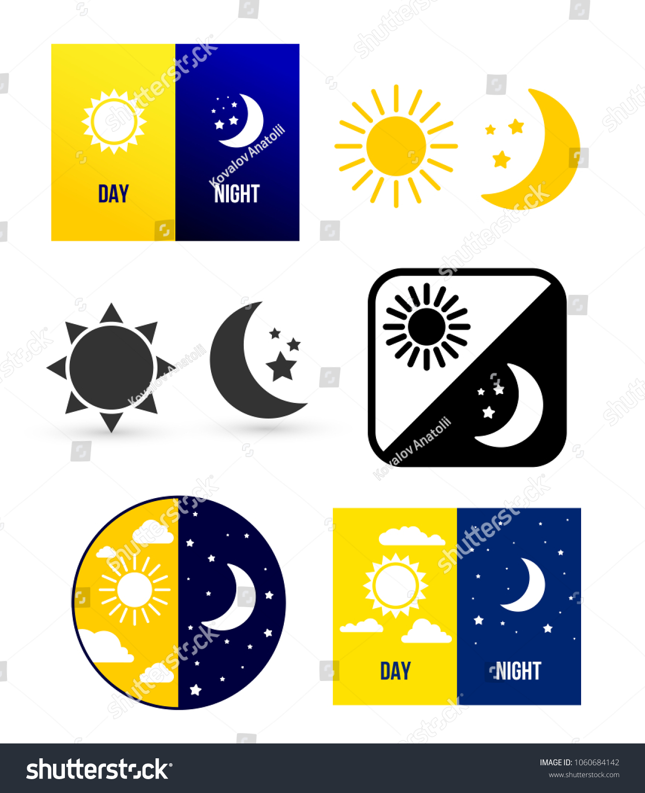 Day Night Theme Set Vector Illustration Stock Vector (Royalty Free ...