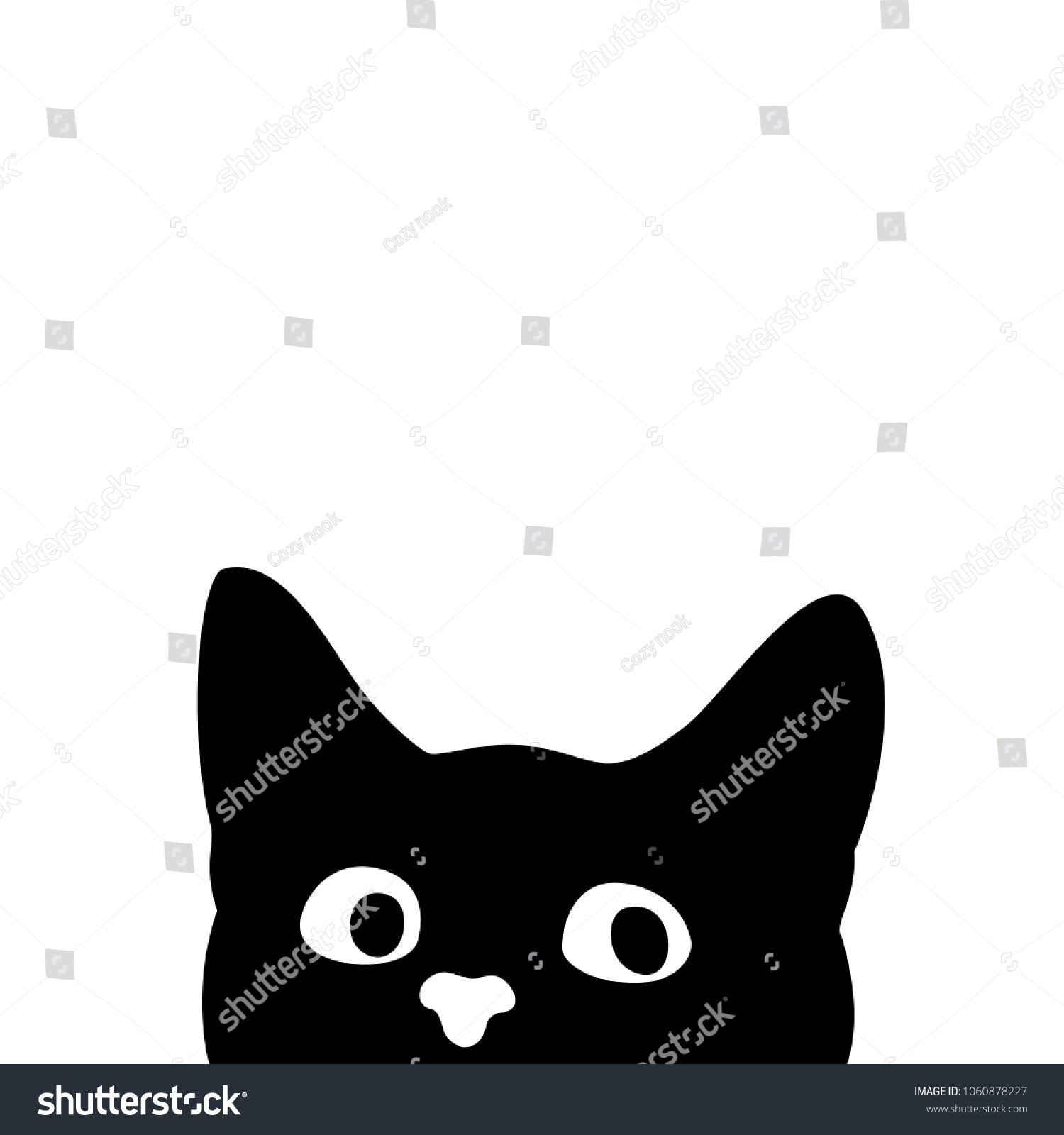 Curious Cat Hides Peeps Sticker On Stock Vector (Royalty Free ...