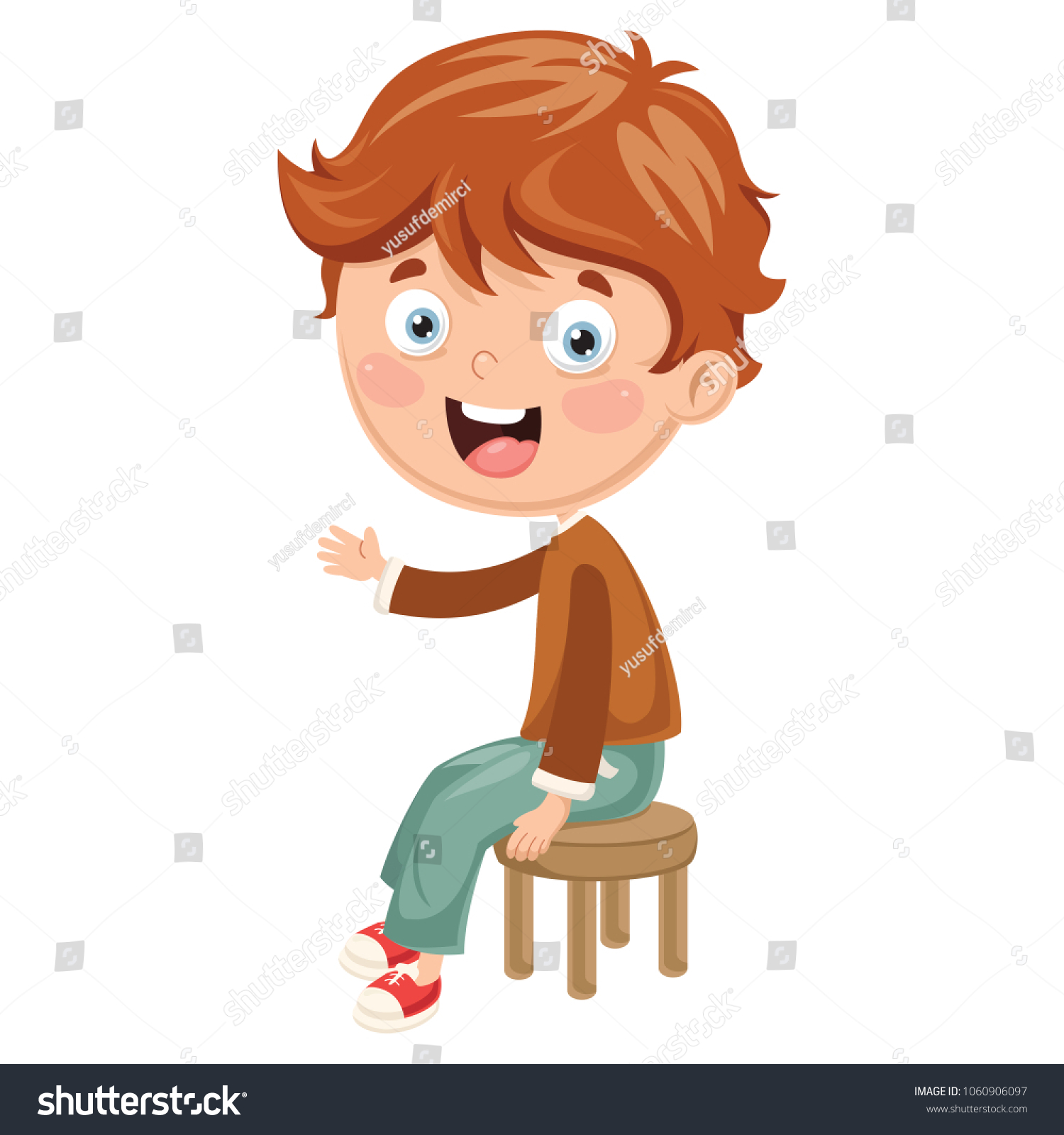 Vector Illustration Kid Sitting On Chair Stock Vector (Royalty Free ...