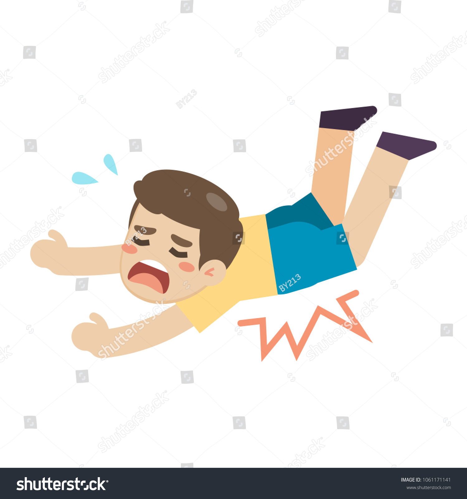 Boy Slip Stumble On Floor Vector Stock Vector (Royalty Free) 1061171141 ...