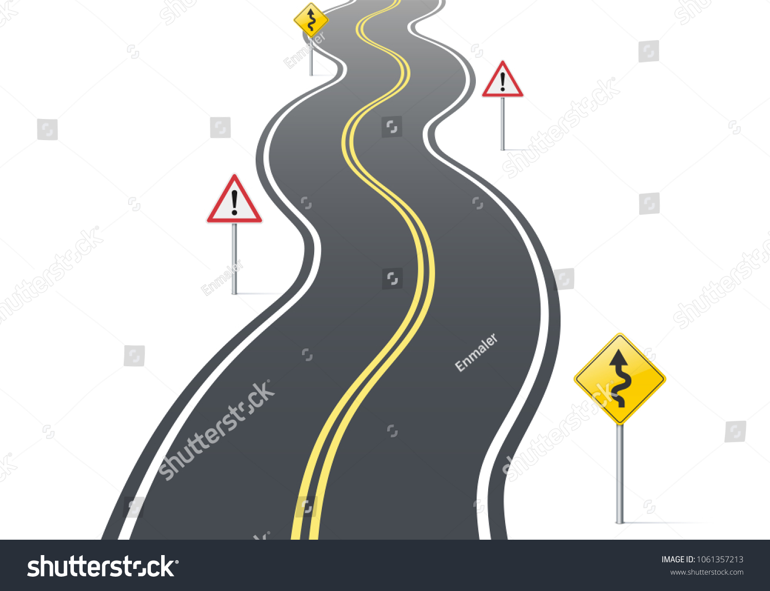 Winding Road Warning Signs Concept Complexity Stock Vector Royalty Free 1061357213 Shutterstock 5940