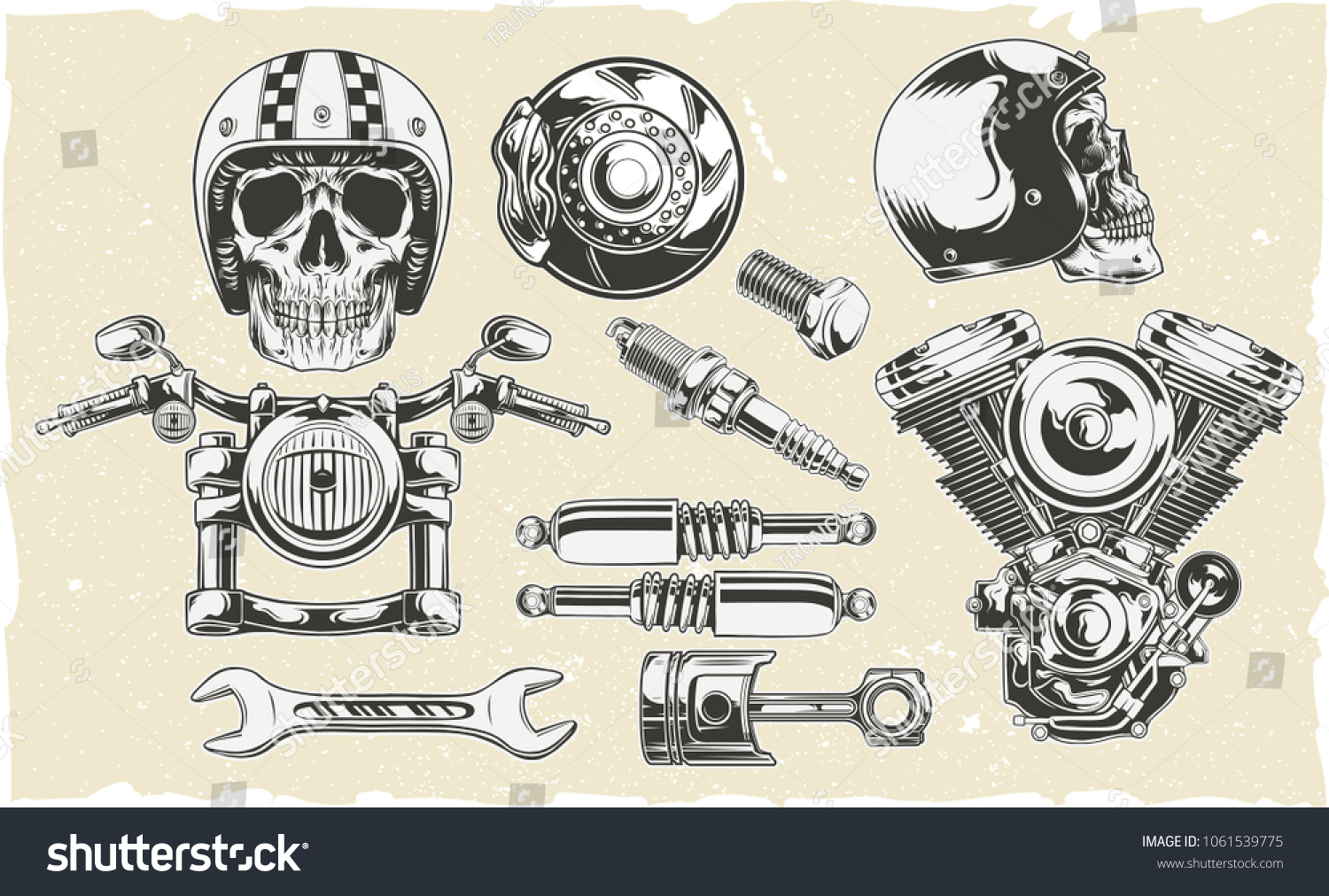 Vector Set Motorcycle Parts Vector Illustration Stock Vector (Royalty ...