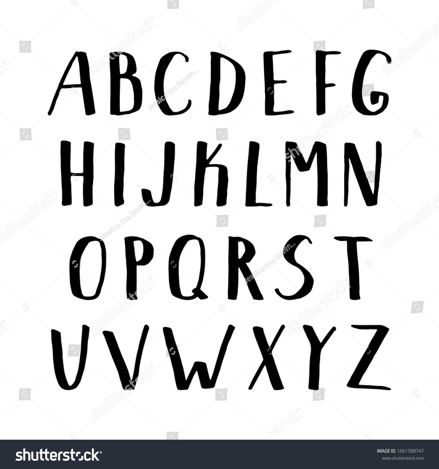 Vector Hand Drawn Black Font Handwritten Stock Vector (Royalty Free ...