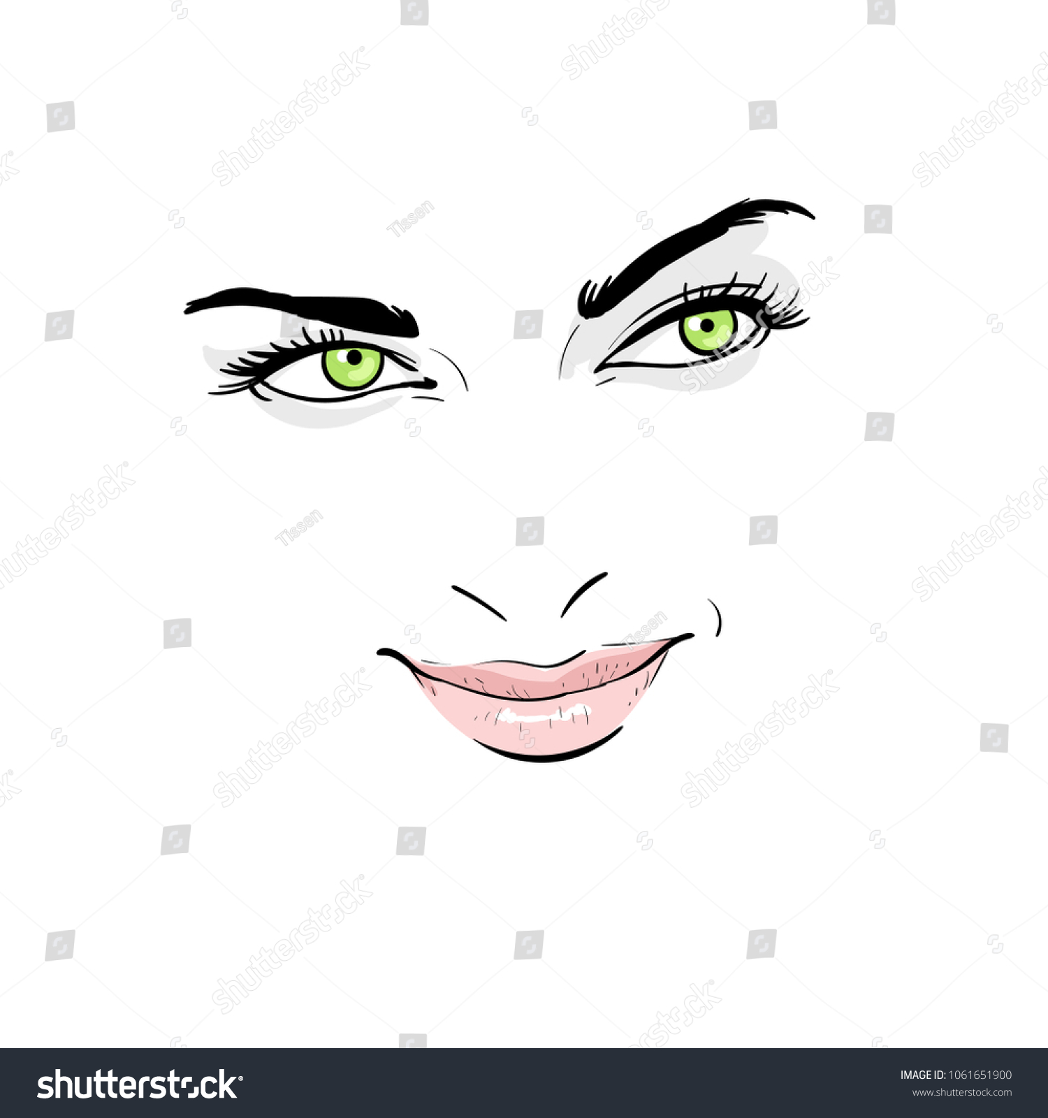 Woman Face Portrait Outlines Digital Sketch Stock Vector Royalty Free 1061651900 Shutterstock