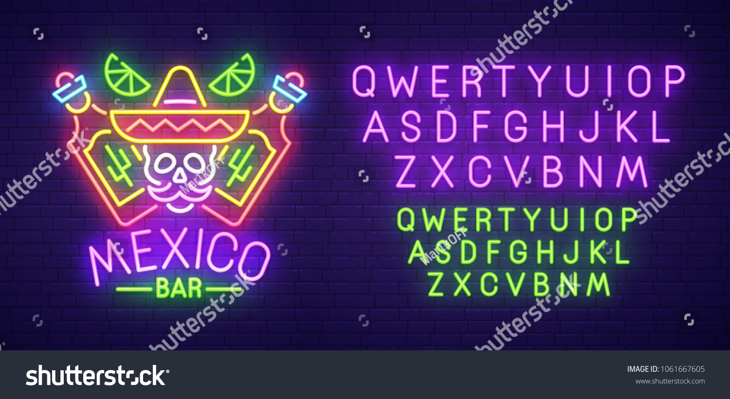 Mexico Bar Neon Sign Bright Signboard Stock Vector (Royalty Free