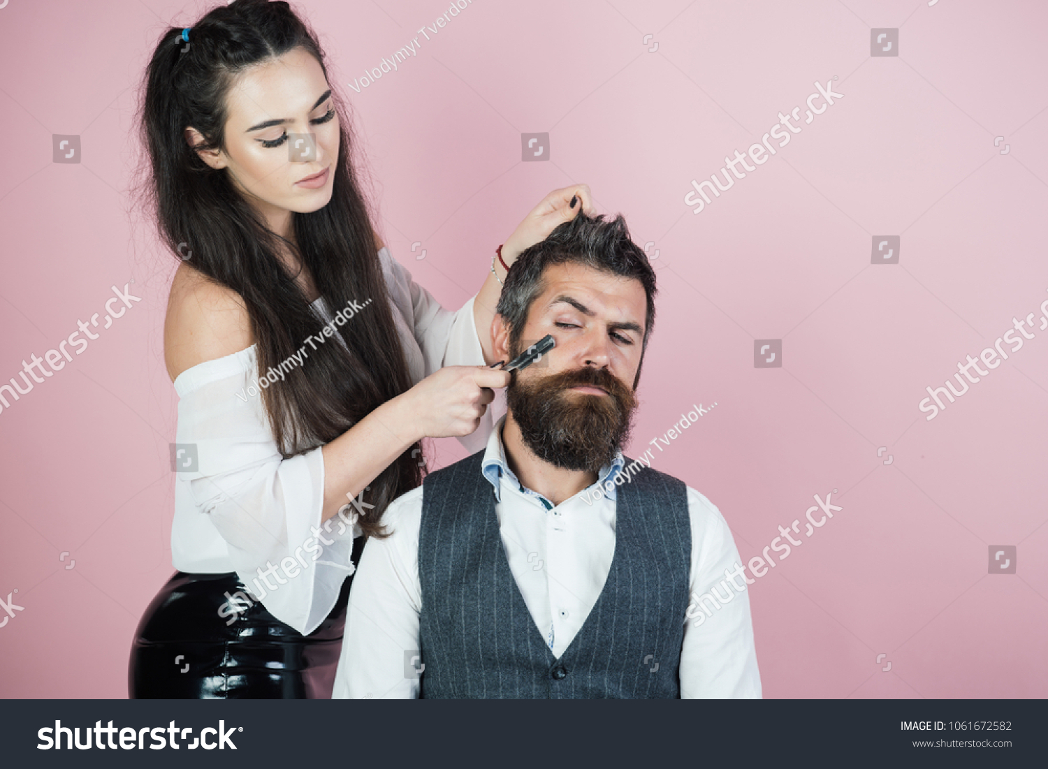 Razor Comb Cut Hair Man Stock Photo