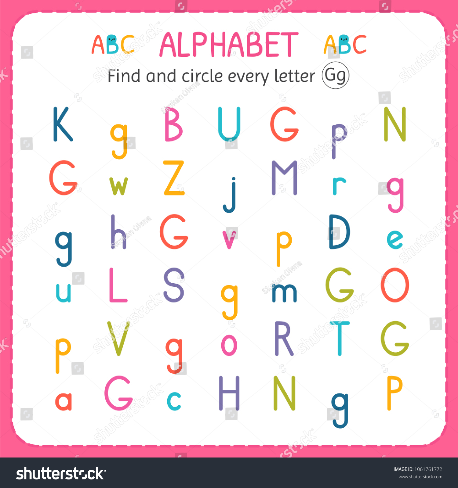 Find Circle Every Letter G Worksheet Stock Vector (Royalty Free ...