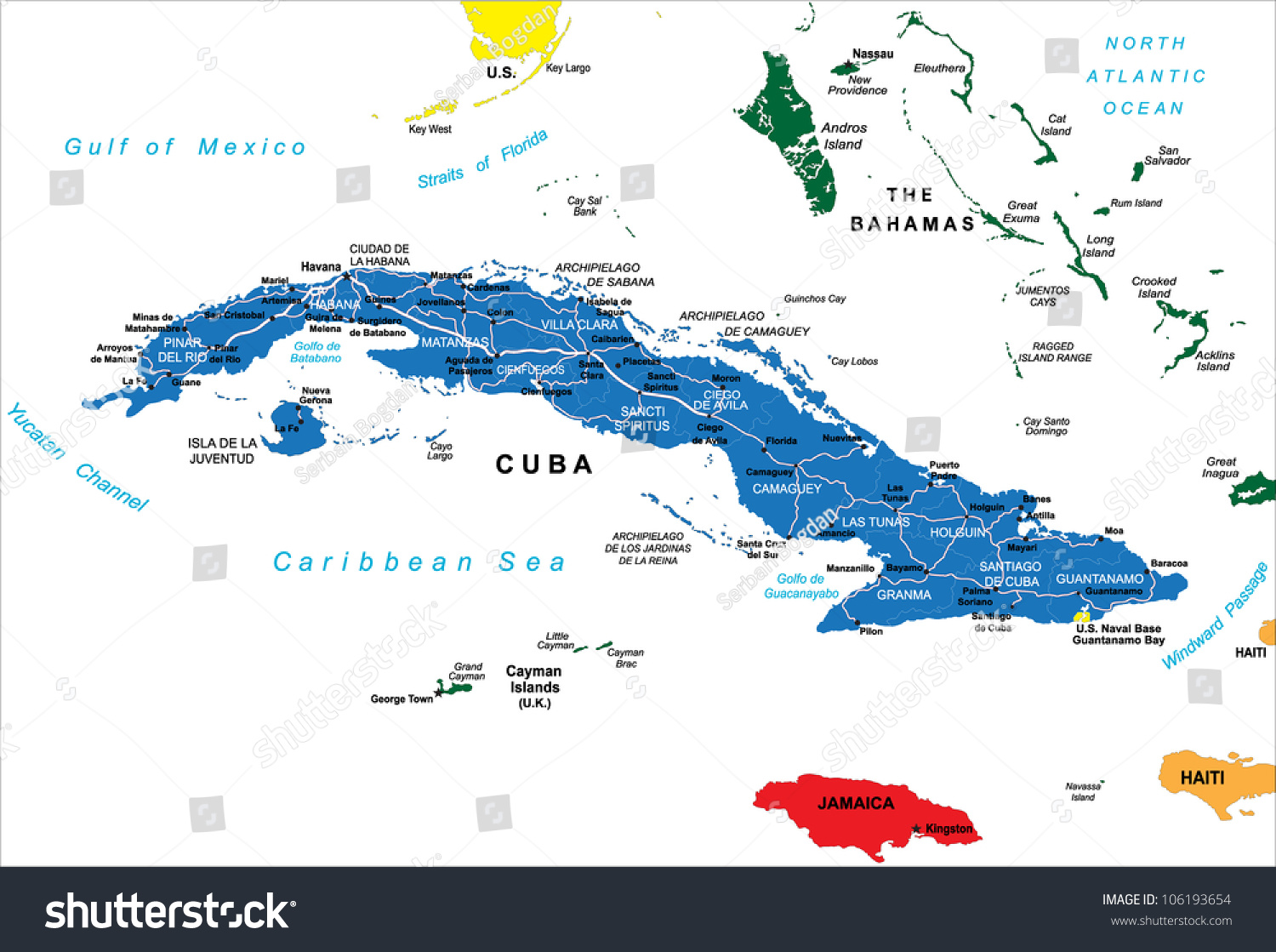 Cuba Political Map Stock Vector (Royalty Free) 106193654 | Shutterstock