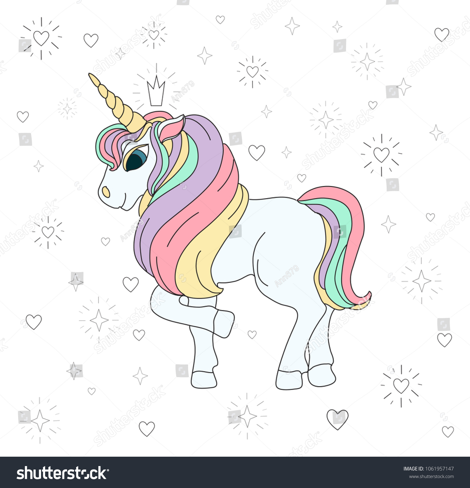 Unicorn On White Background Vector Illustration Stock Vector (Royalty ...