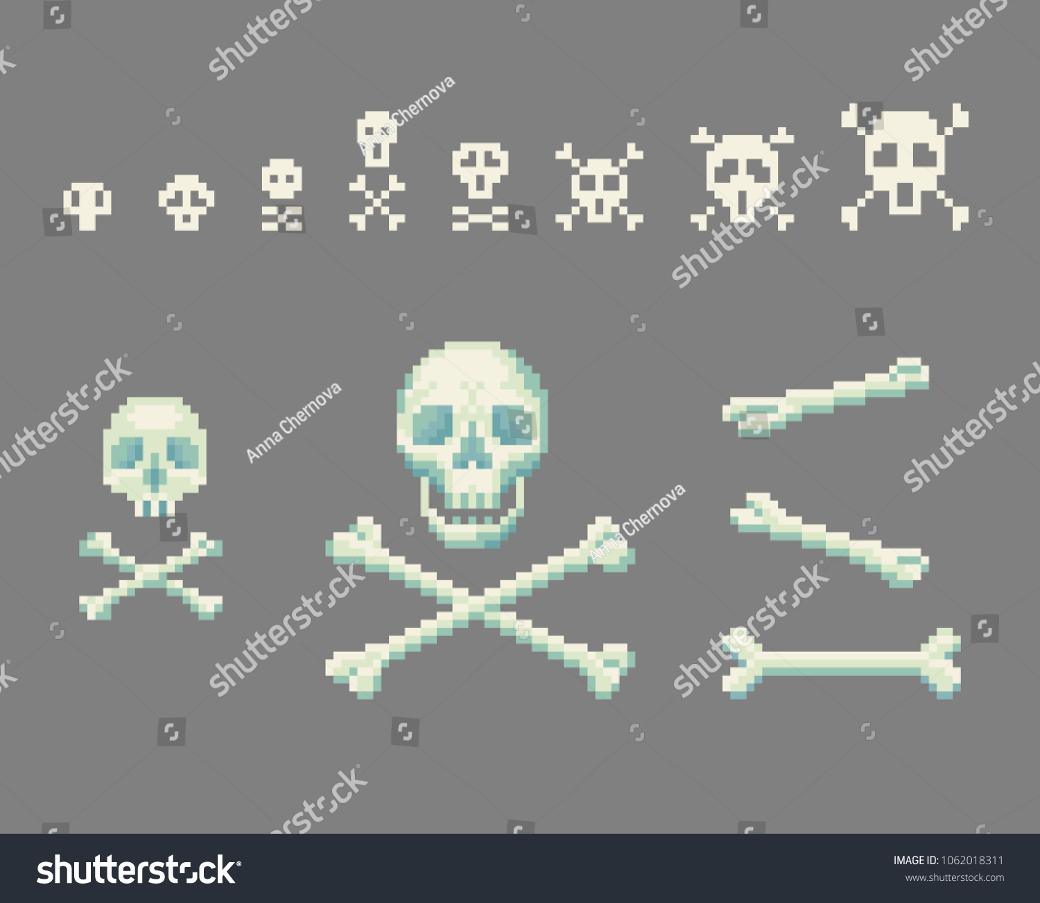 Пиксельный череп с костями