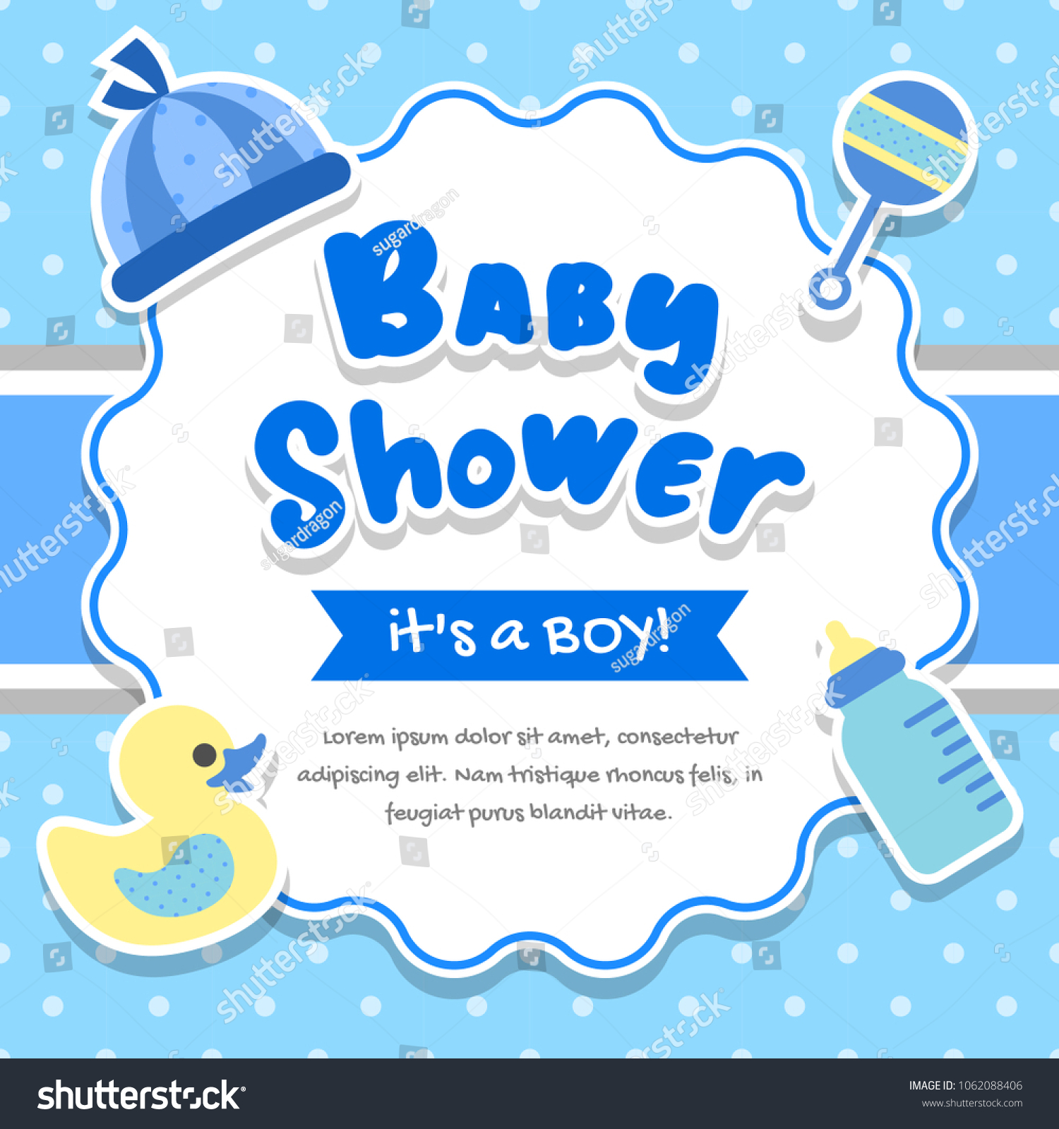 Baby Shower Boy Frame Background Stock Vector (Royalty Free) 1062088406 ...