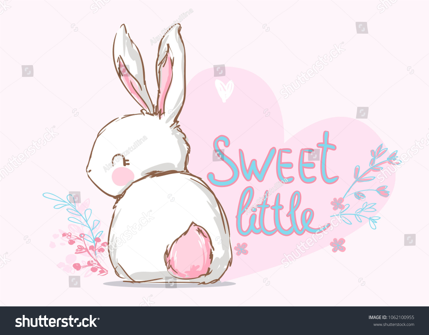 Hand Drawn Cute Rabbit Vector Illustration Stock Vector (Royalty Free ...