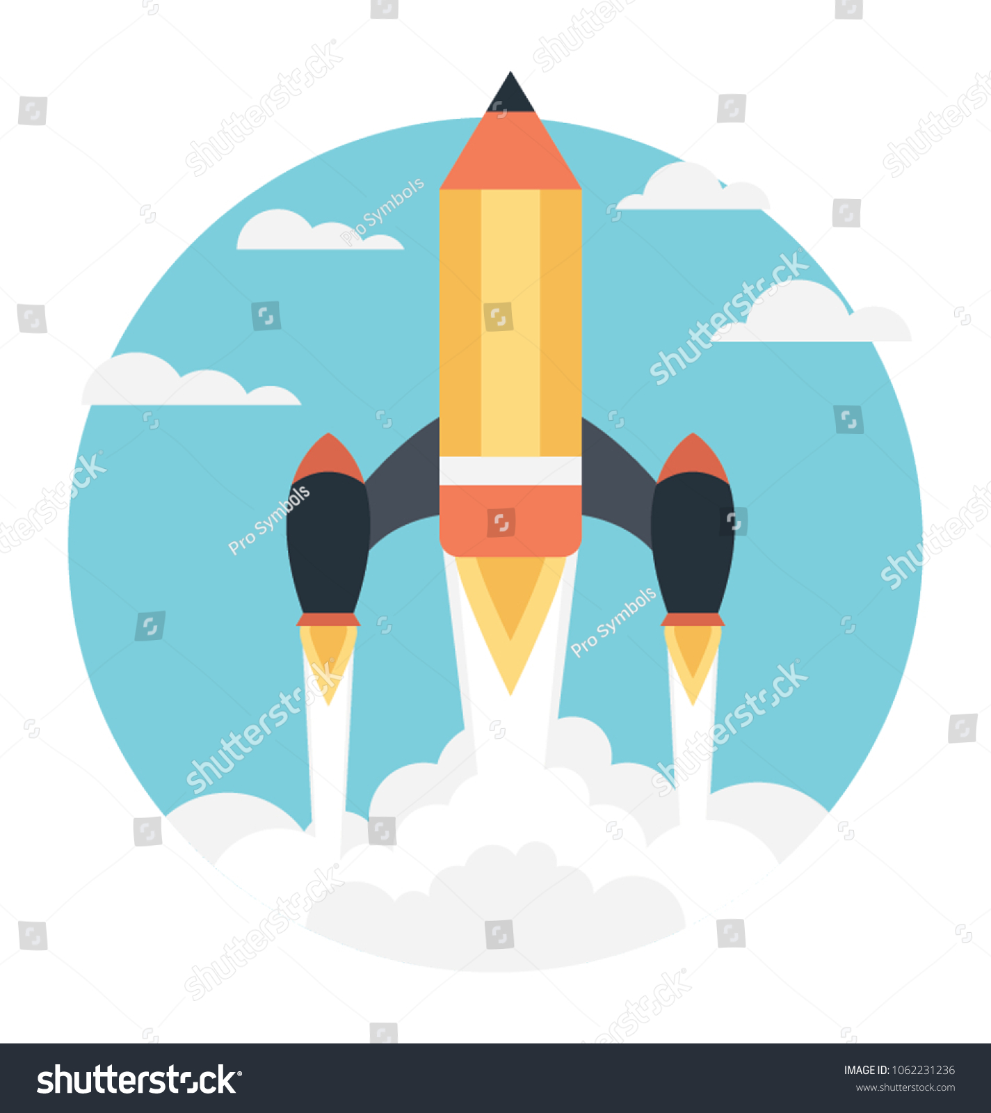 Startup Rocket Launch Vector Illustration Stock Vector (Royalty Free ...