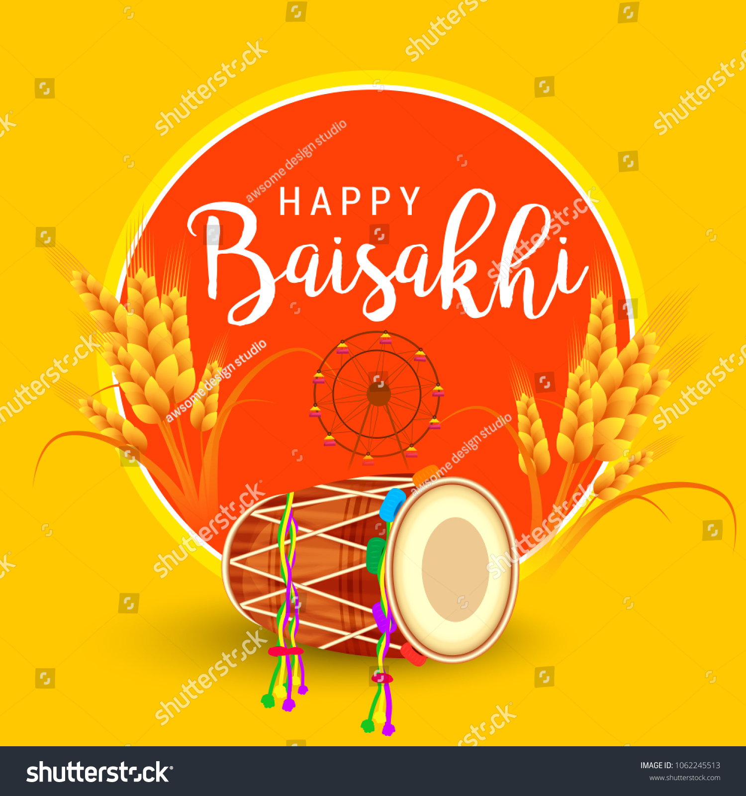 Illustration Happy Baisakhi Celebration Background Stock Vector 